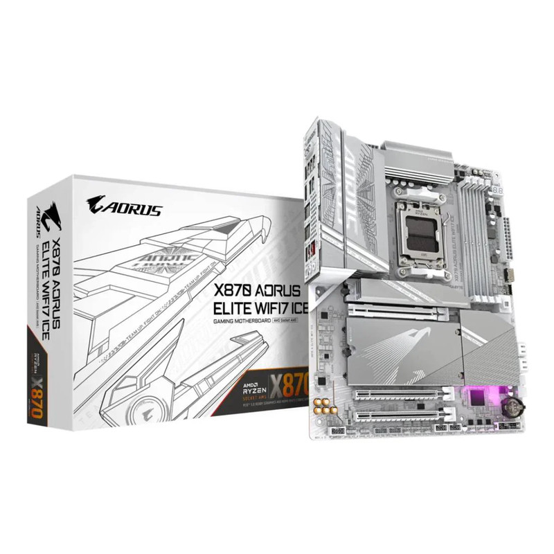 Gigabyte X870E Aorus Elite WiFi7 Ice DDR5 AM5 AMD ATX Gaming Motherboard - اللوحة الأم